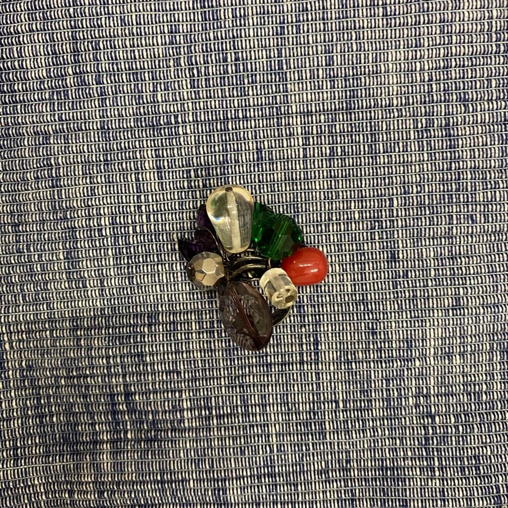 BODEN Glam Beaded Jewel Cluster Multi Color Statement Ring NWOT